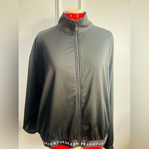 Under Armour Black Zip-Up Jacket Loose Heat Gear size large Track Jacket